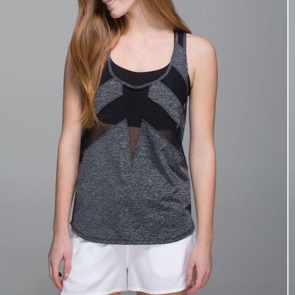 lululemon athletica Tops - • Lululemon • Women’s If You're Lucky Tank Top Heathered Black / Gray 8 Mesh